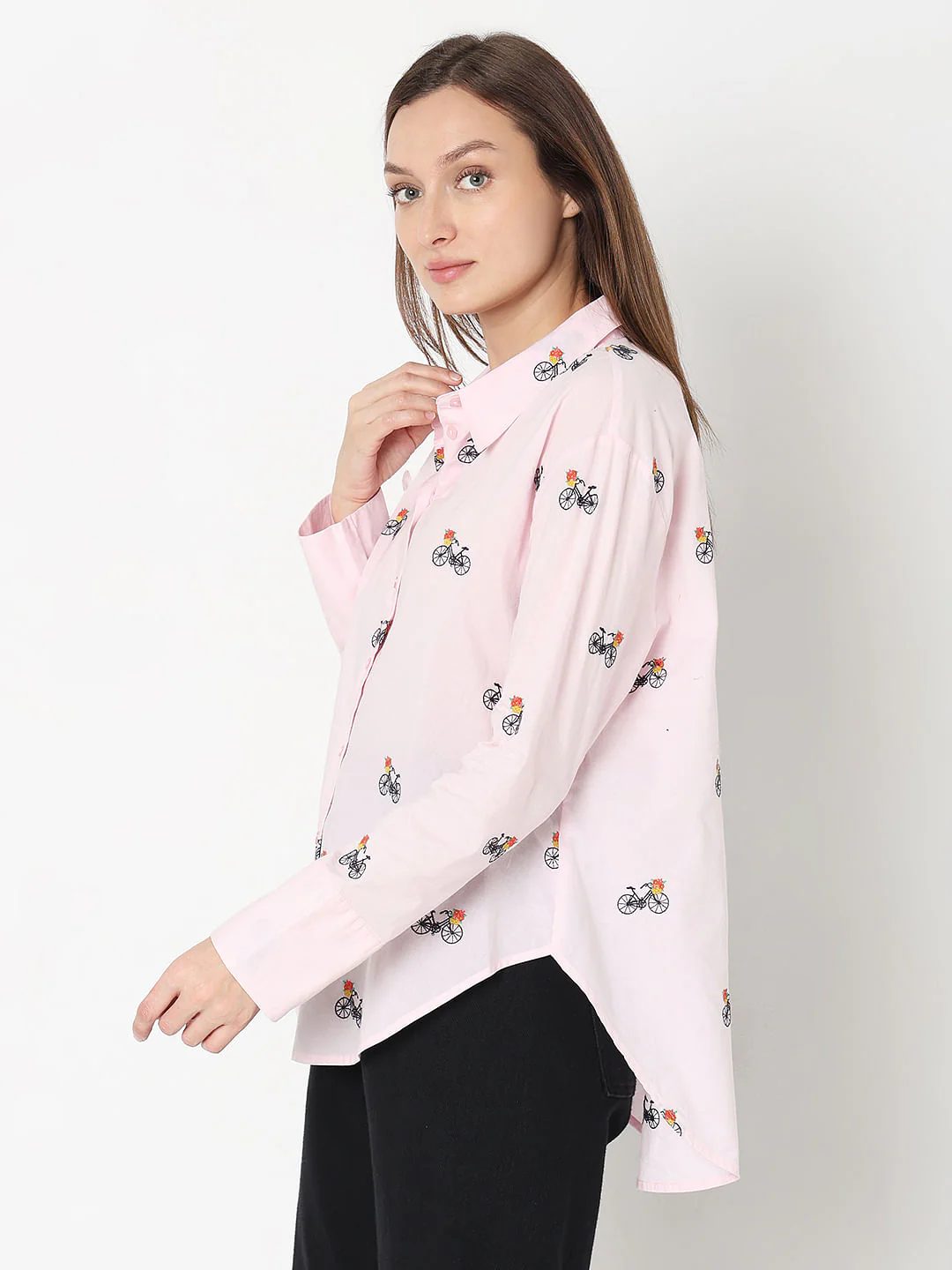 Pink Cycle Embroidered Shirt - Image 3