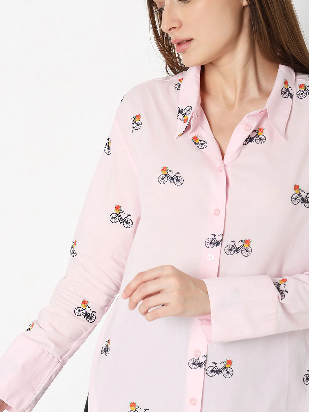 Pink Cycle Embroidered Shirt - Image 6