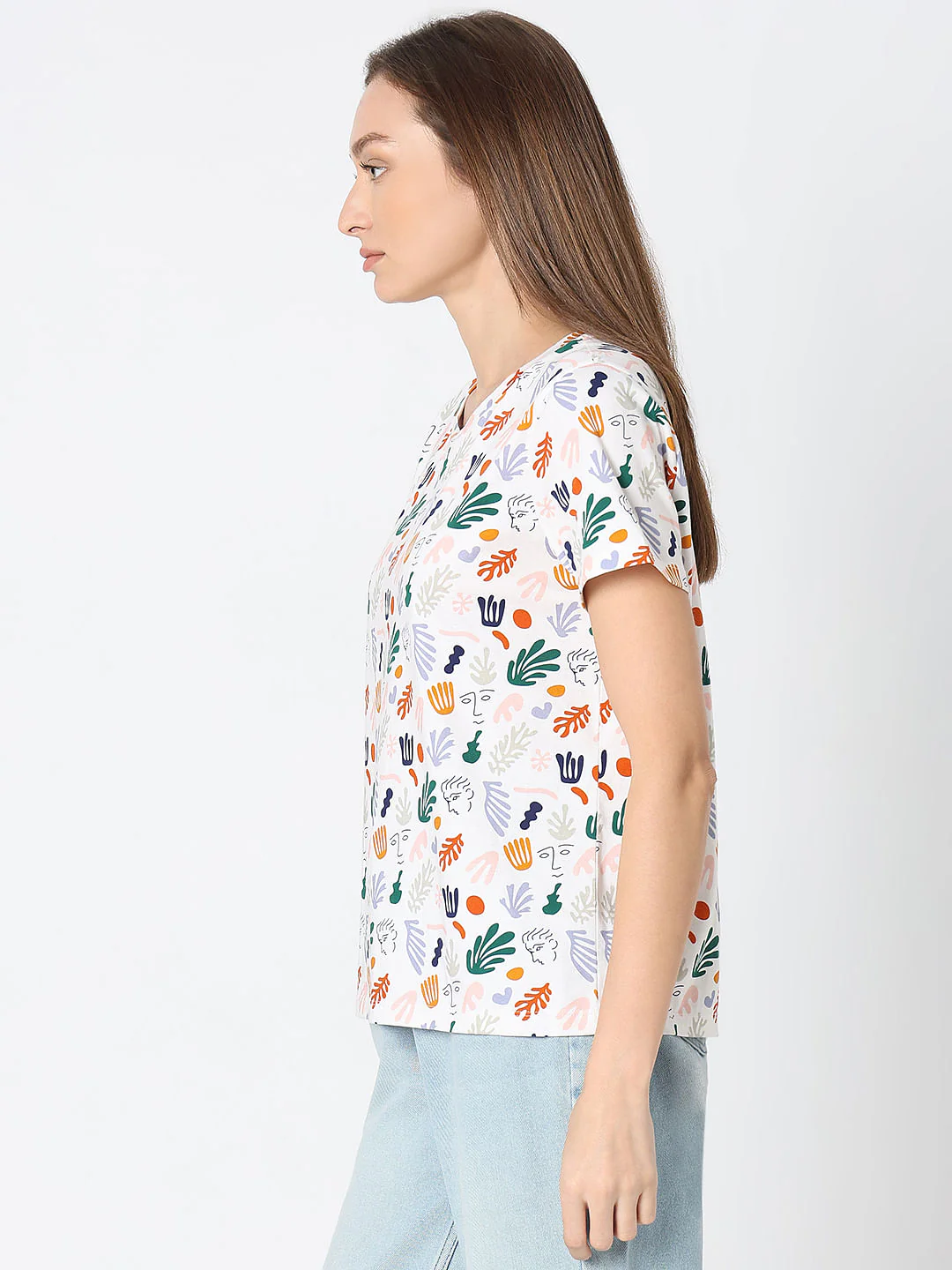 White Printed Cotton T-Shirt - Image 3