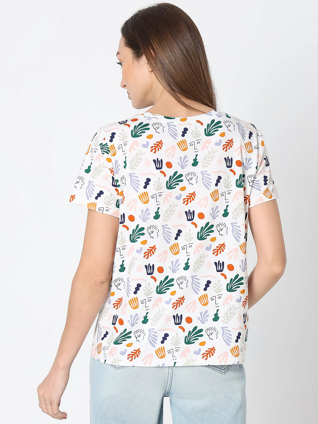 White Printed Cotton T-Shirt - Image 4