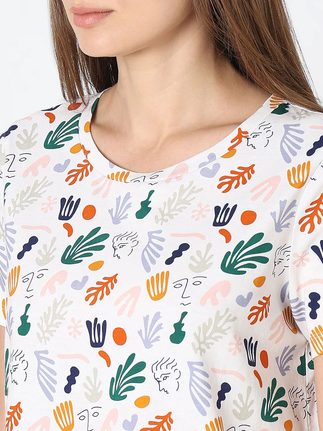 White Printed Cotton T-Shirt - Image 8