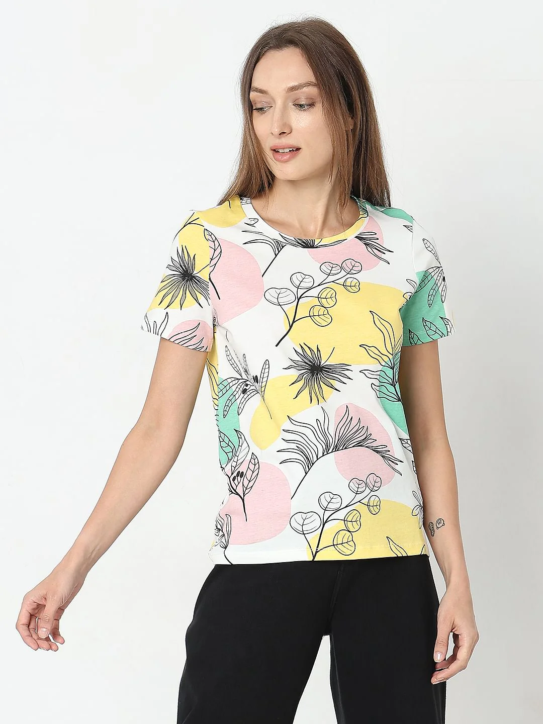 White Printed Cotton T-Shirt - Image 2