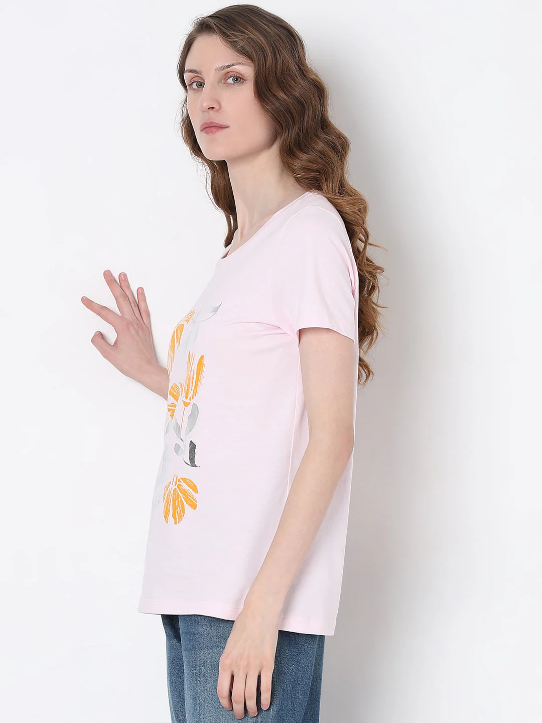 Light Pink Floral Print T-Shirt - Image 3