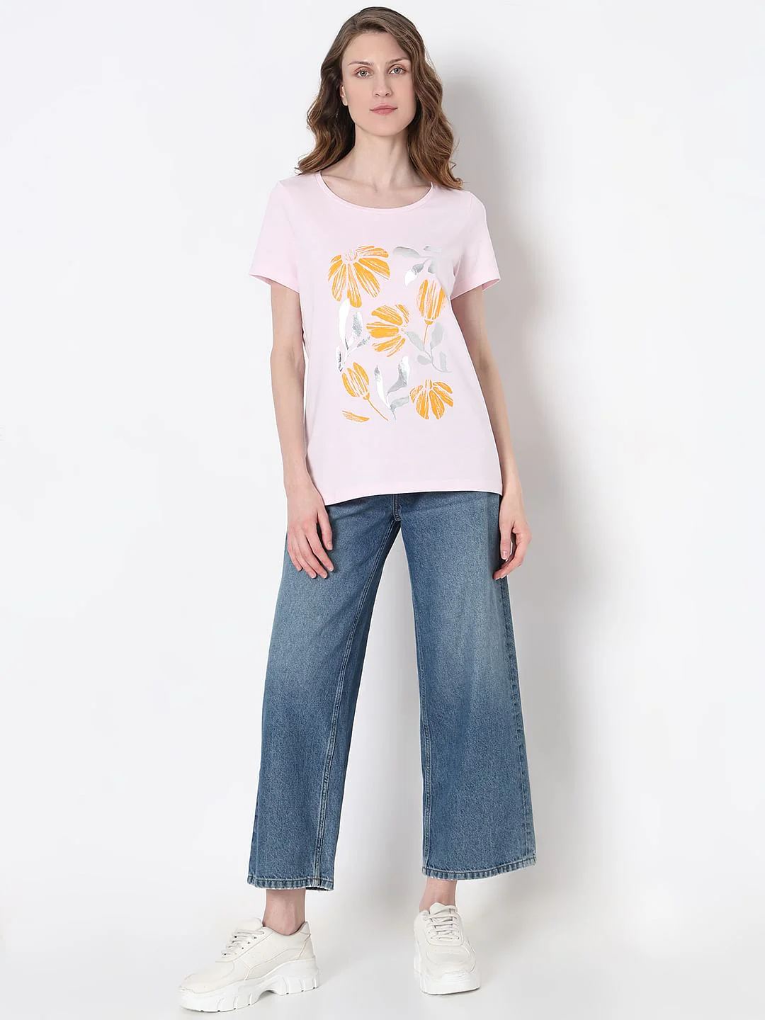 Light Pink Floral Print T-Shirt - Image 5