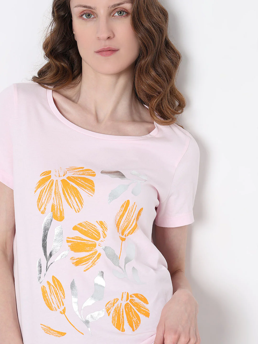 Light Pink Floral Print T-Shirt - Image 6