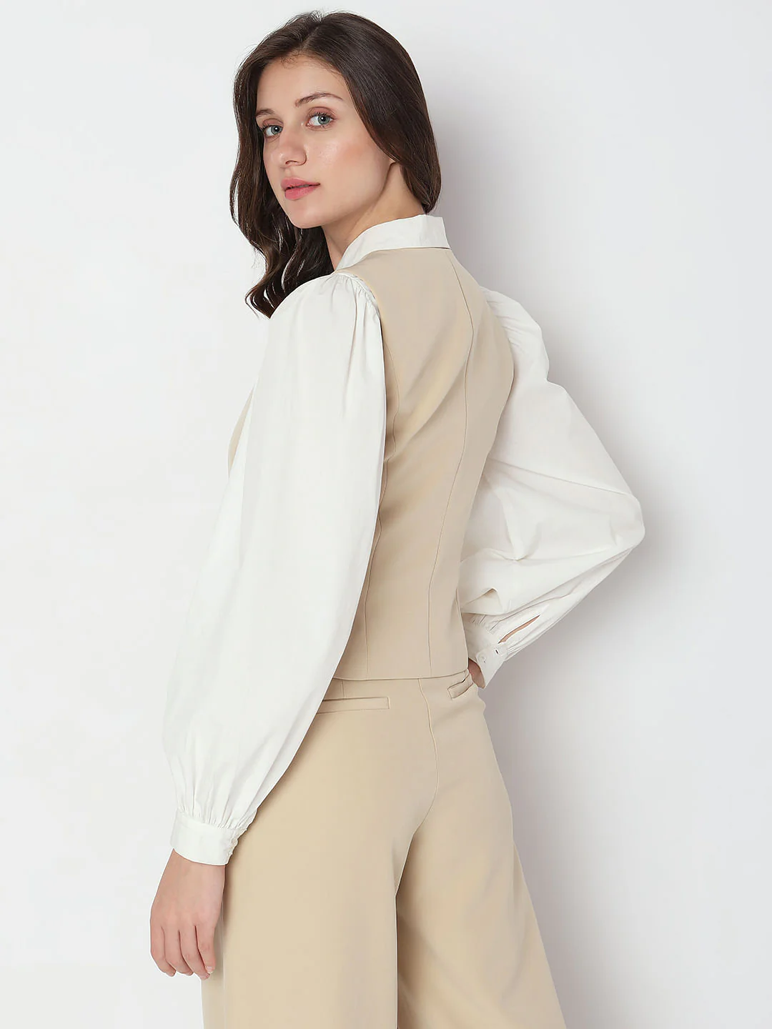 Beige Slim Fit Waistcoat - Image 4