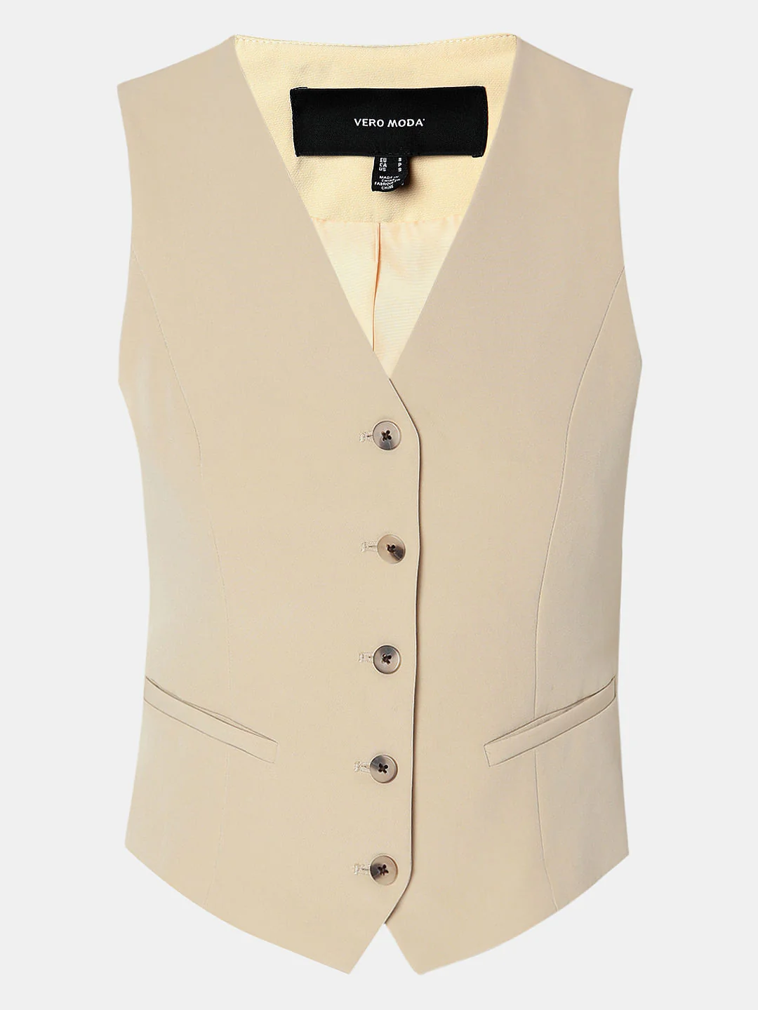 Beige Slim Fit Waistcoat - Image 7