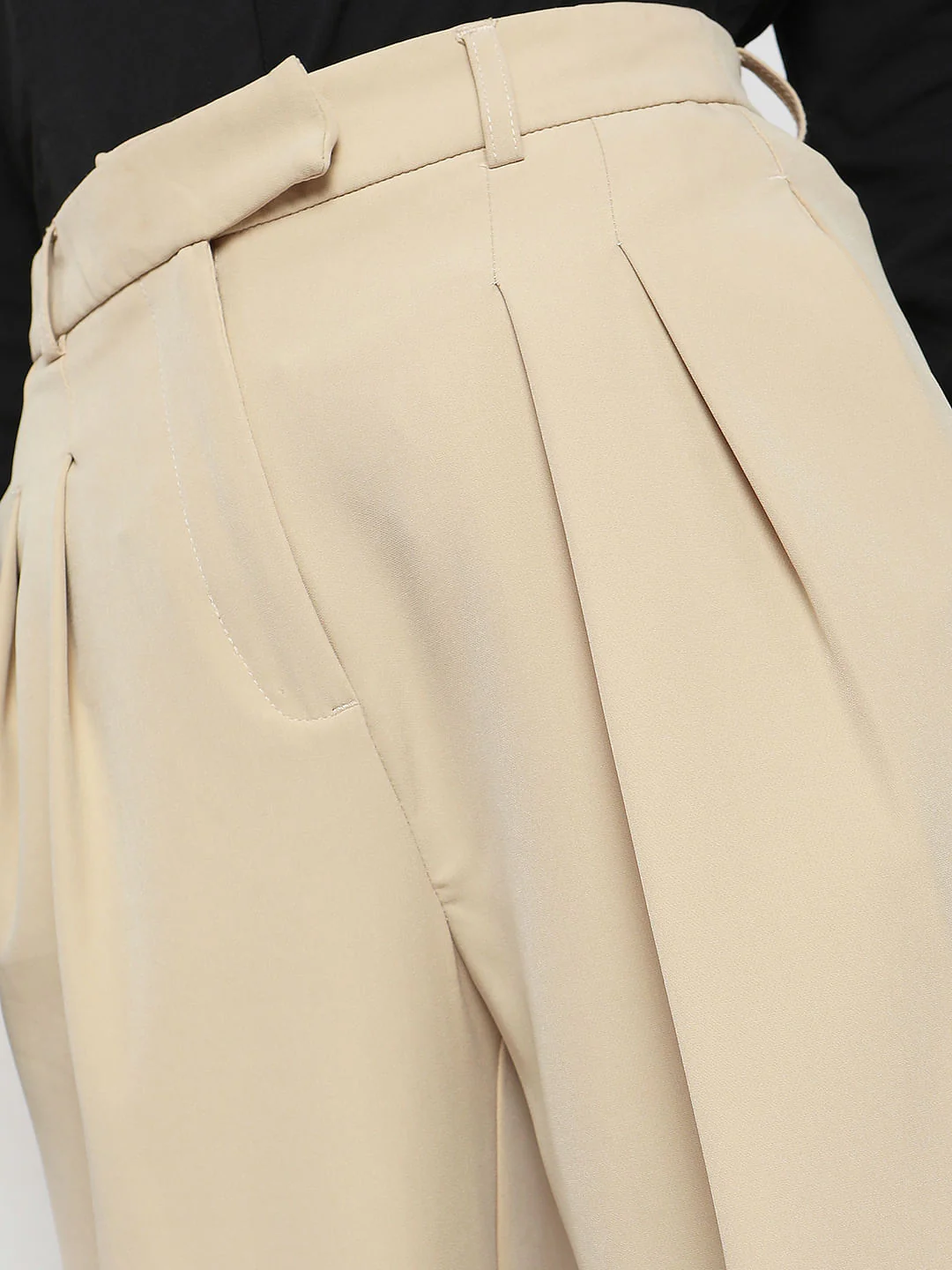 Beige High Rise Wide Leg Pants - Image 8