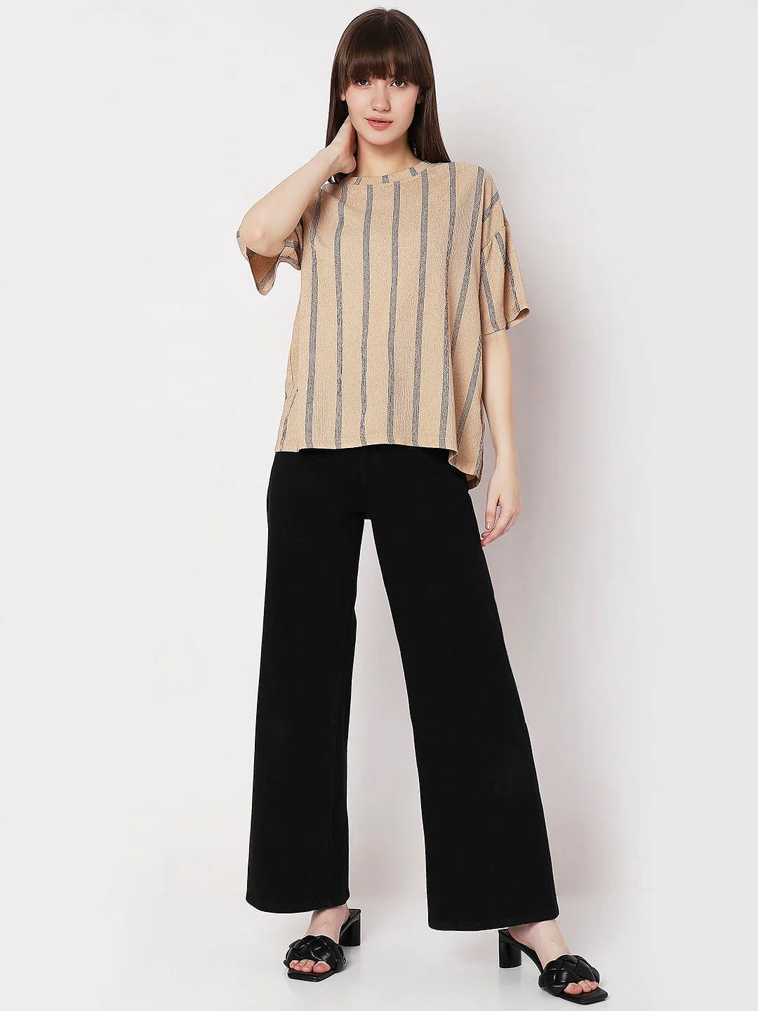 Beige Striped Co-Ord Set T-Shirt - Image 5