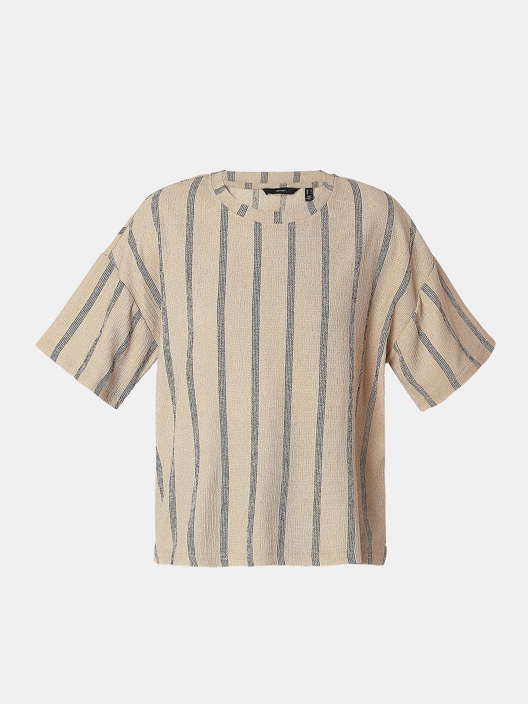 Beige Striped Co-Ord Set T-Shirt - Image 7