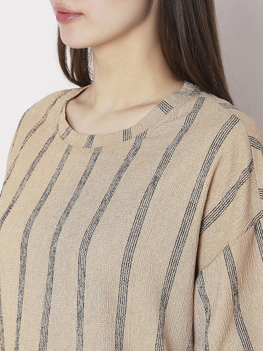 Beige Striped Co-Ord Set T-Shirt - Image 8