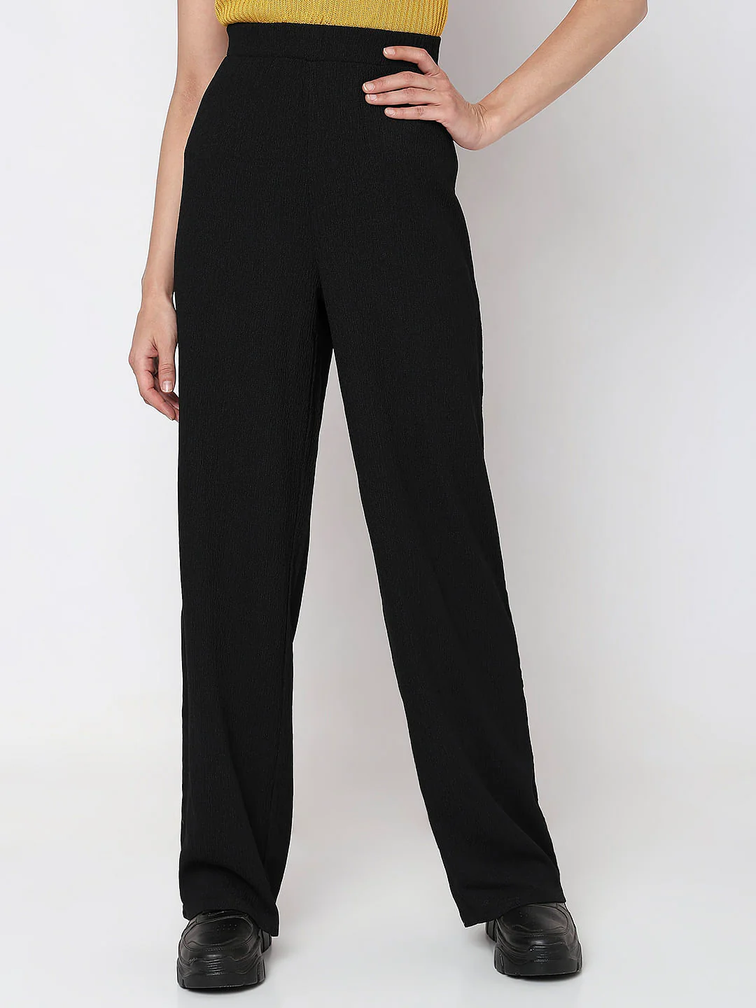 Black High Rise Wide Leg Pants - Image 2
