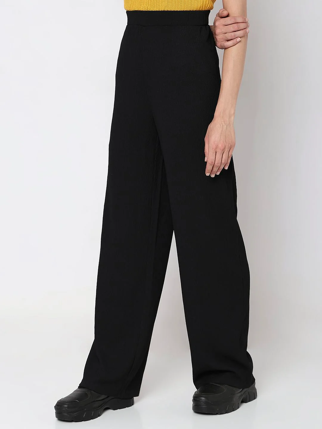Black High Rise Wide Leg Pants - Image 3