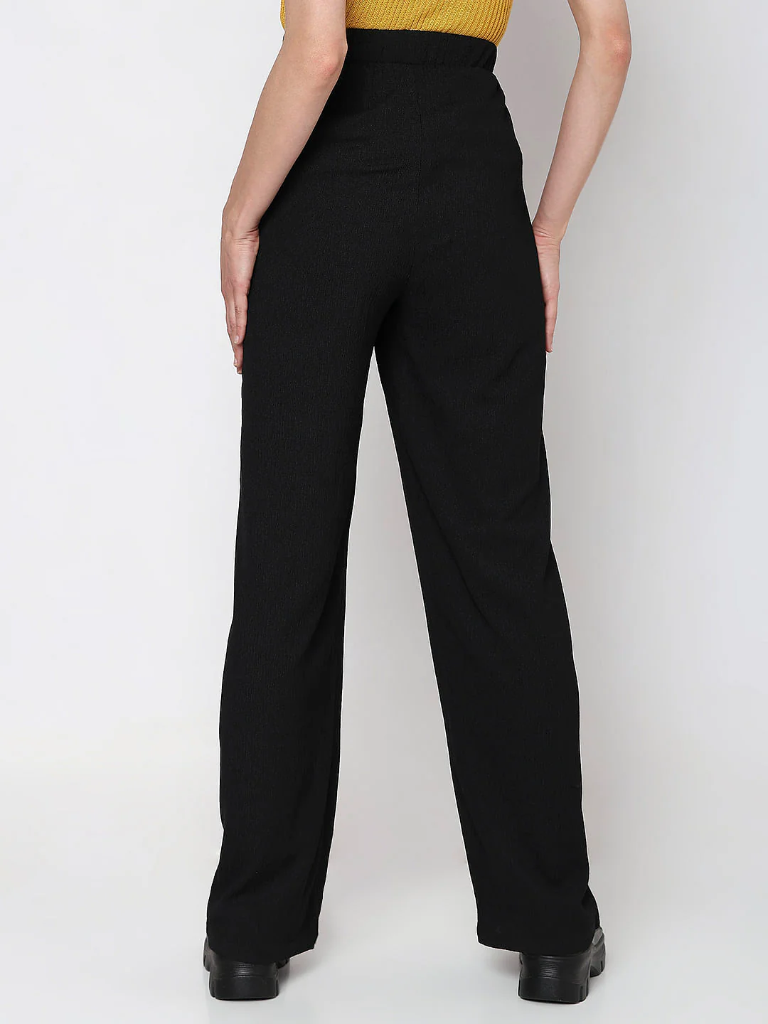 Black High Rise Wide Leg Pants - Image 4