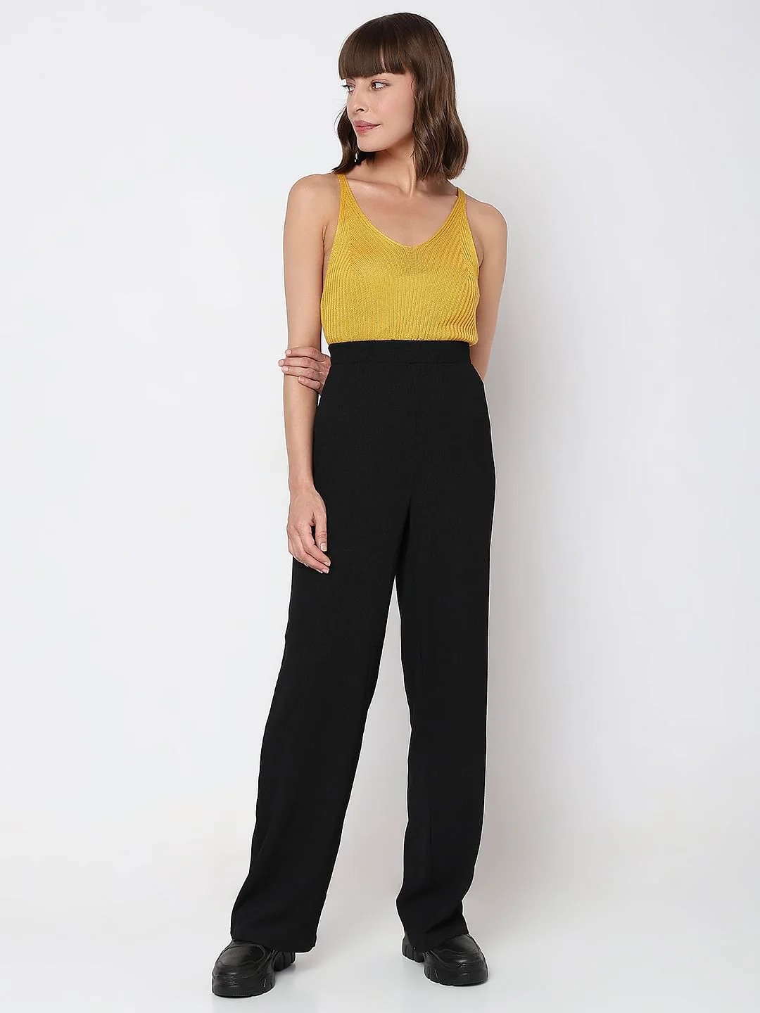 Black High Rise Wide Leg Pants - Image 6