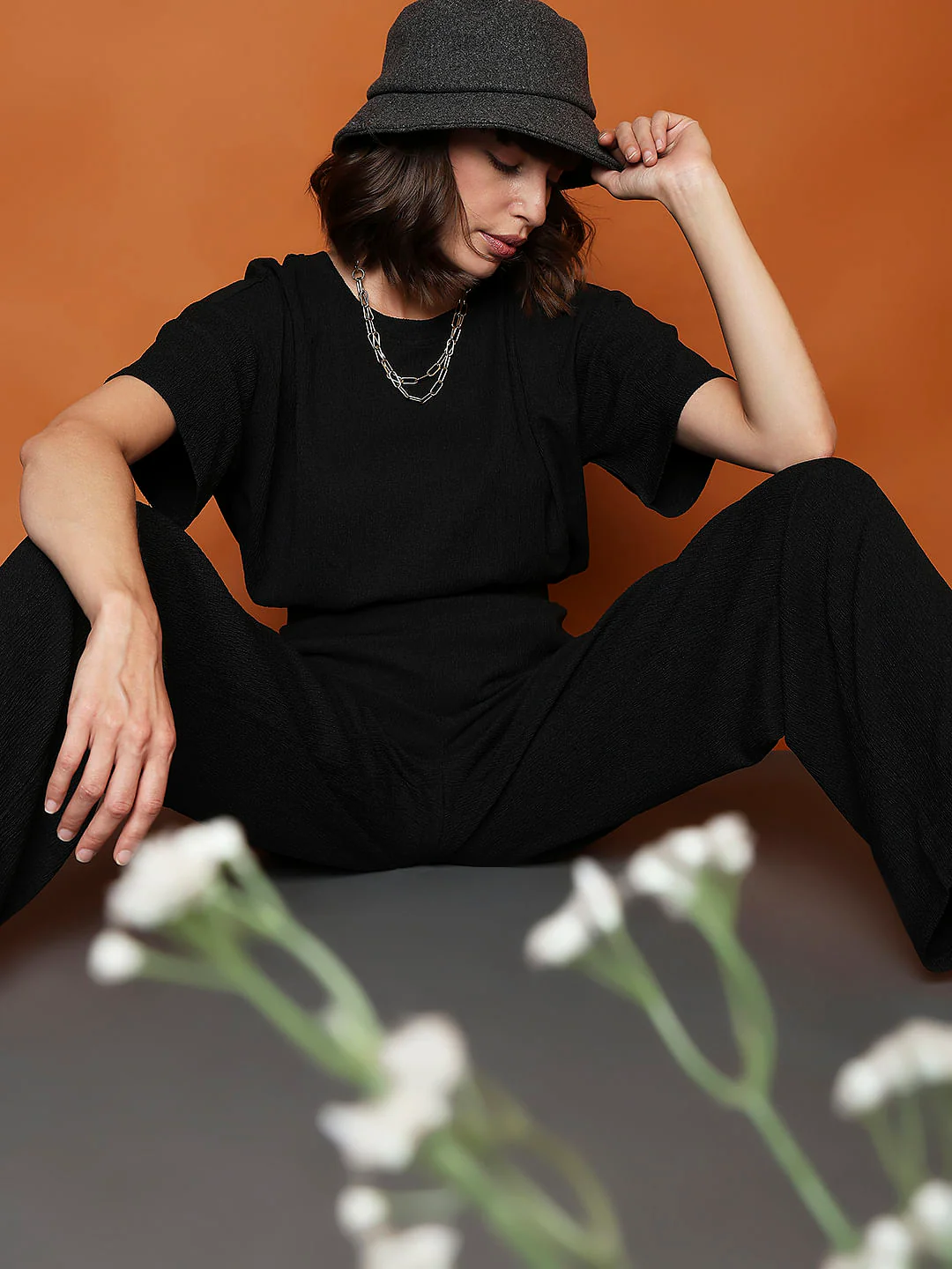 Black Oversized Co-Ord Set T-Shirt