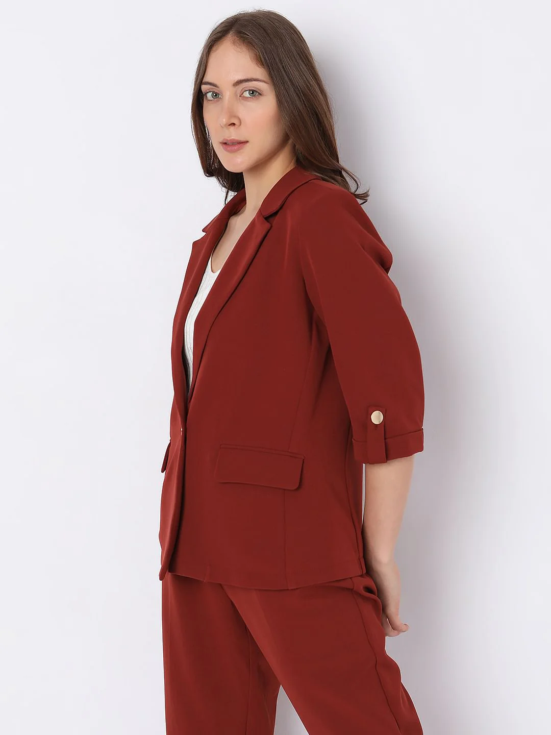Brick Red Co-Ord Set Blazer - Image 3