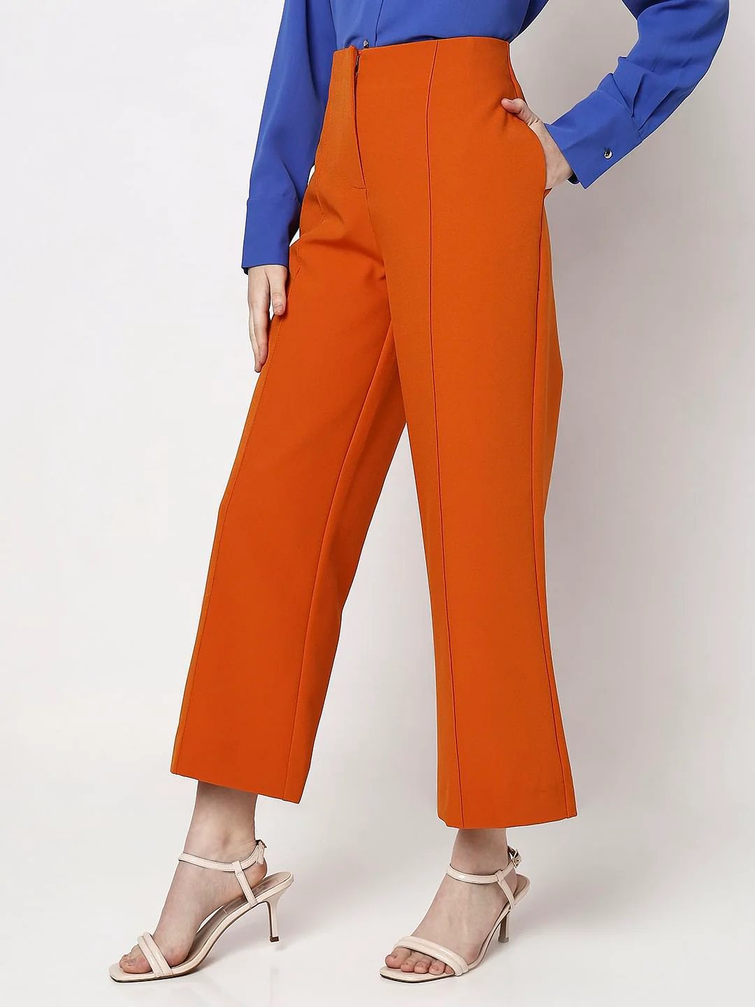Orange High Rise Wide Leg Pants - Image 3