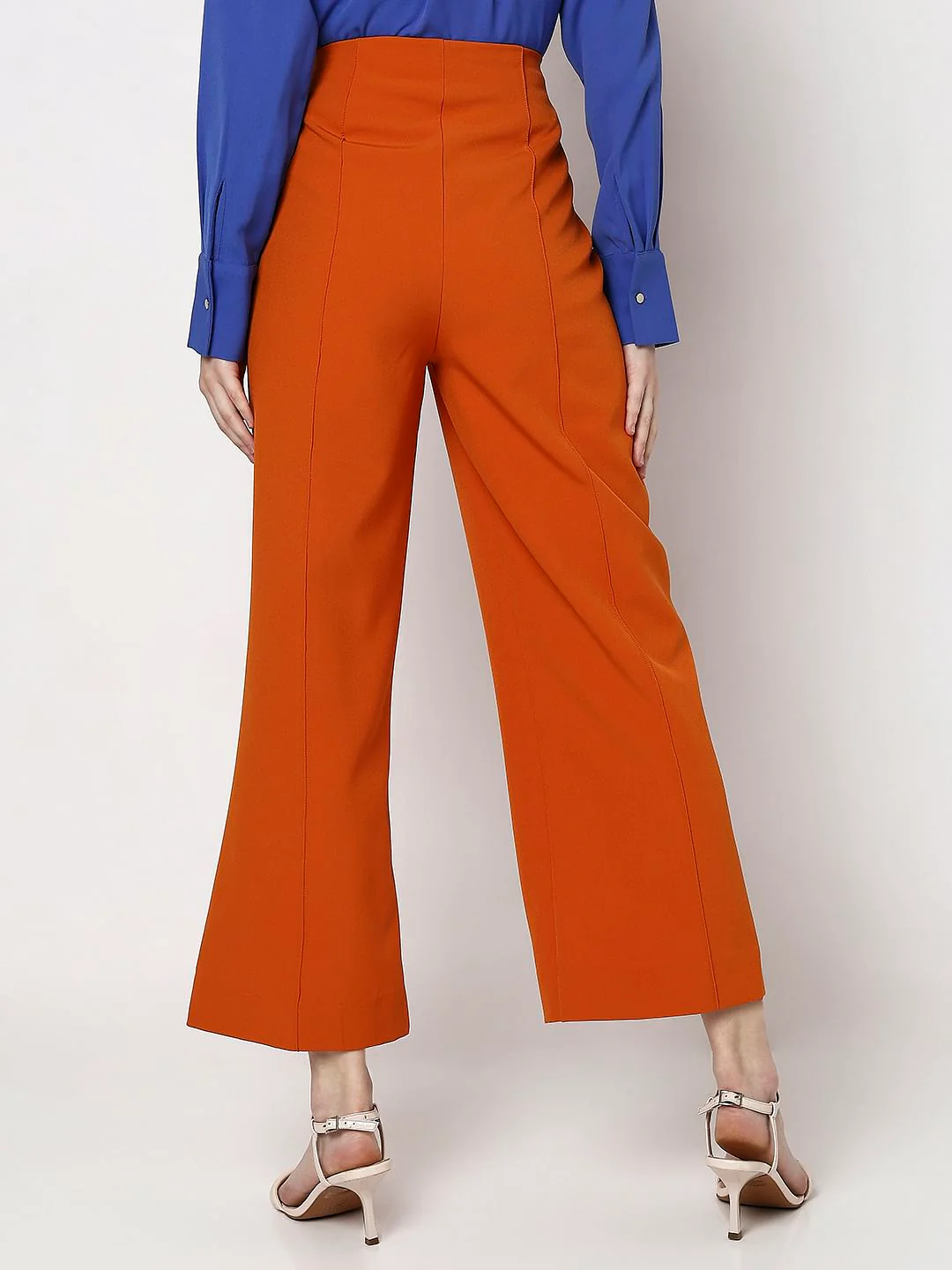 Orange High Rise Wide Leg Pants - Image 4