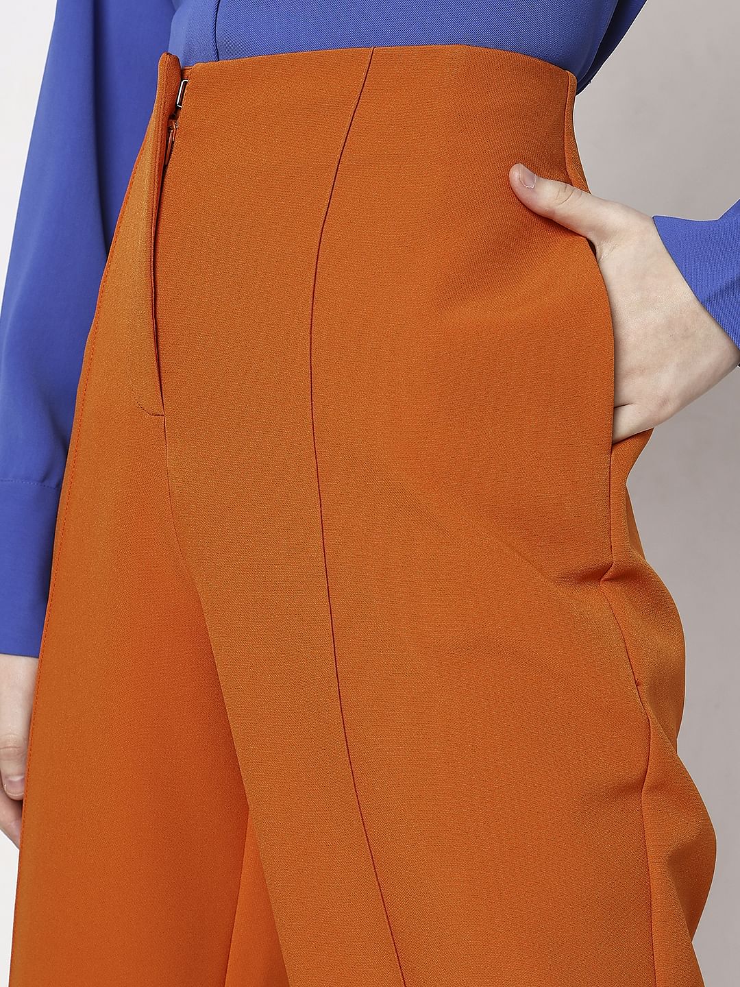 Orange High Rise Wide Leg Pants - Image 5