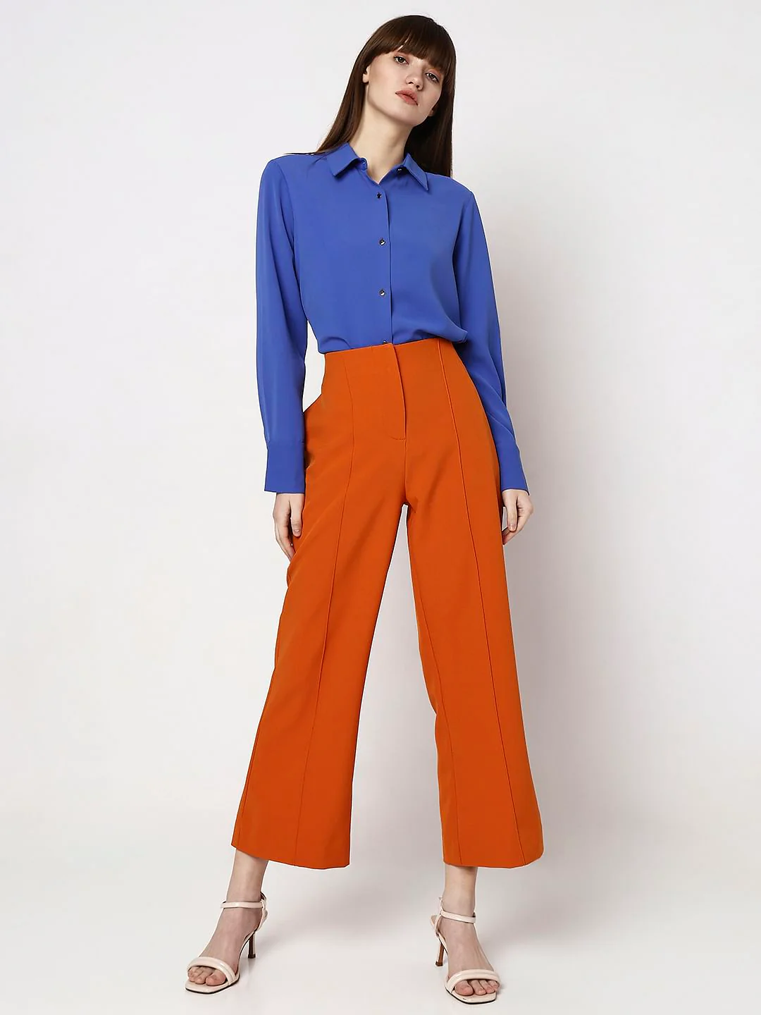 Orange High Rise Wide Leg Pants - Image 6