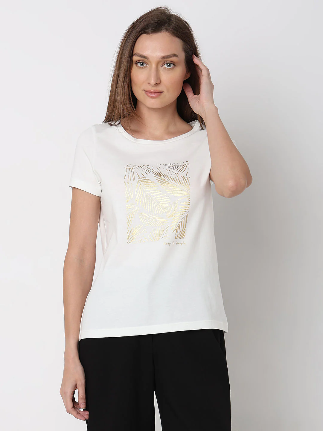 White Foil Graphic Print T-Shirt - Image 2