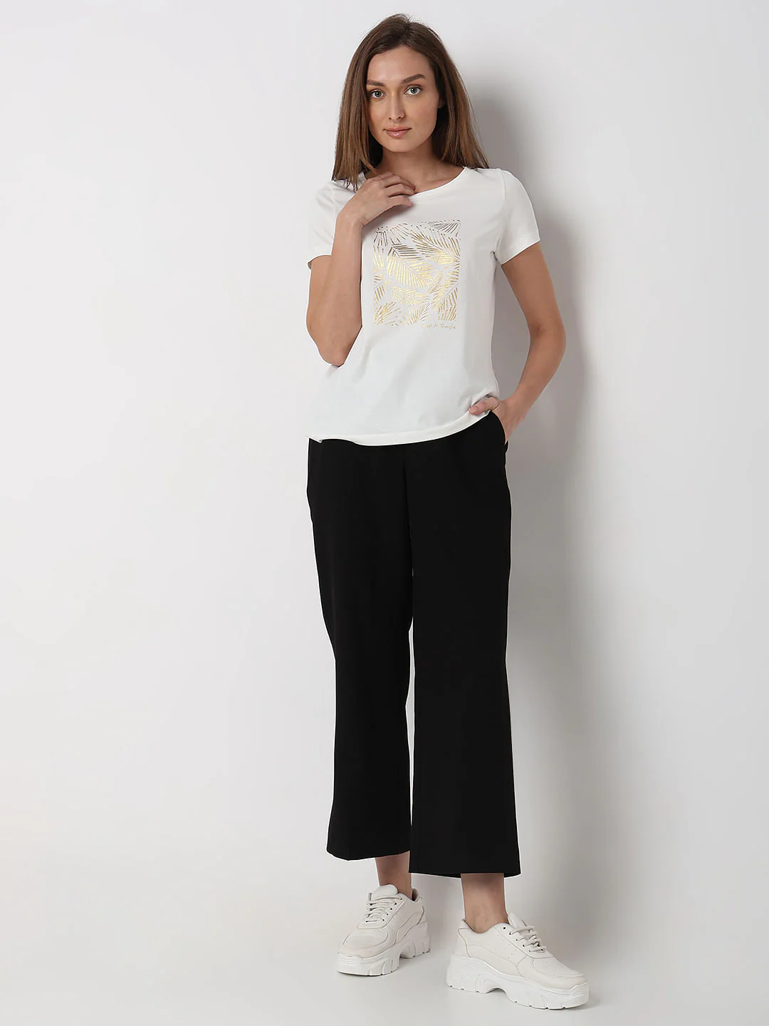 White Foil Graphic Print T-Shirt - Image 5