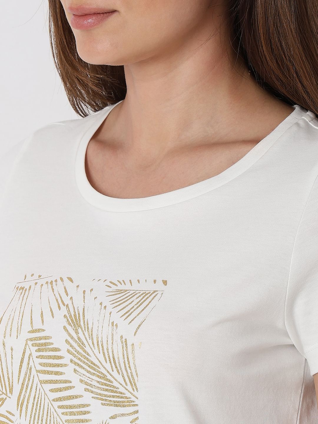 White Foil Graphic Print T-Shirt - Image 8