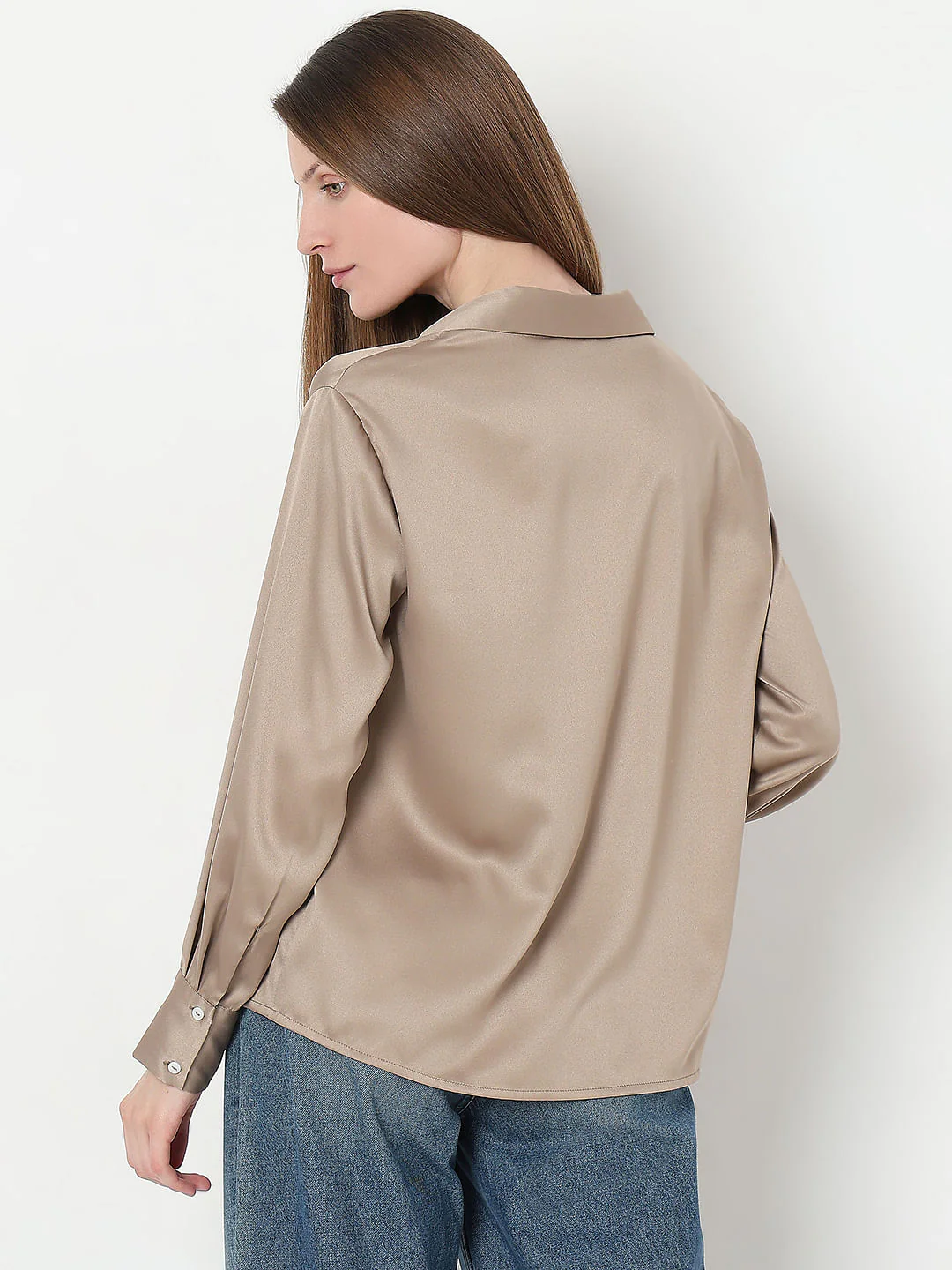Light Brown Satin Shirt - Image 4
