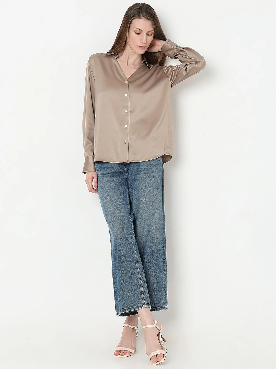 Light Brown Satin Shirt - Image 5