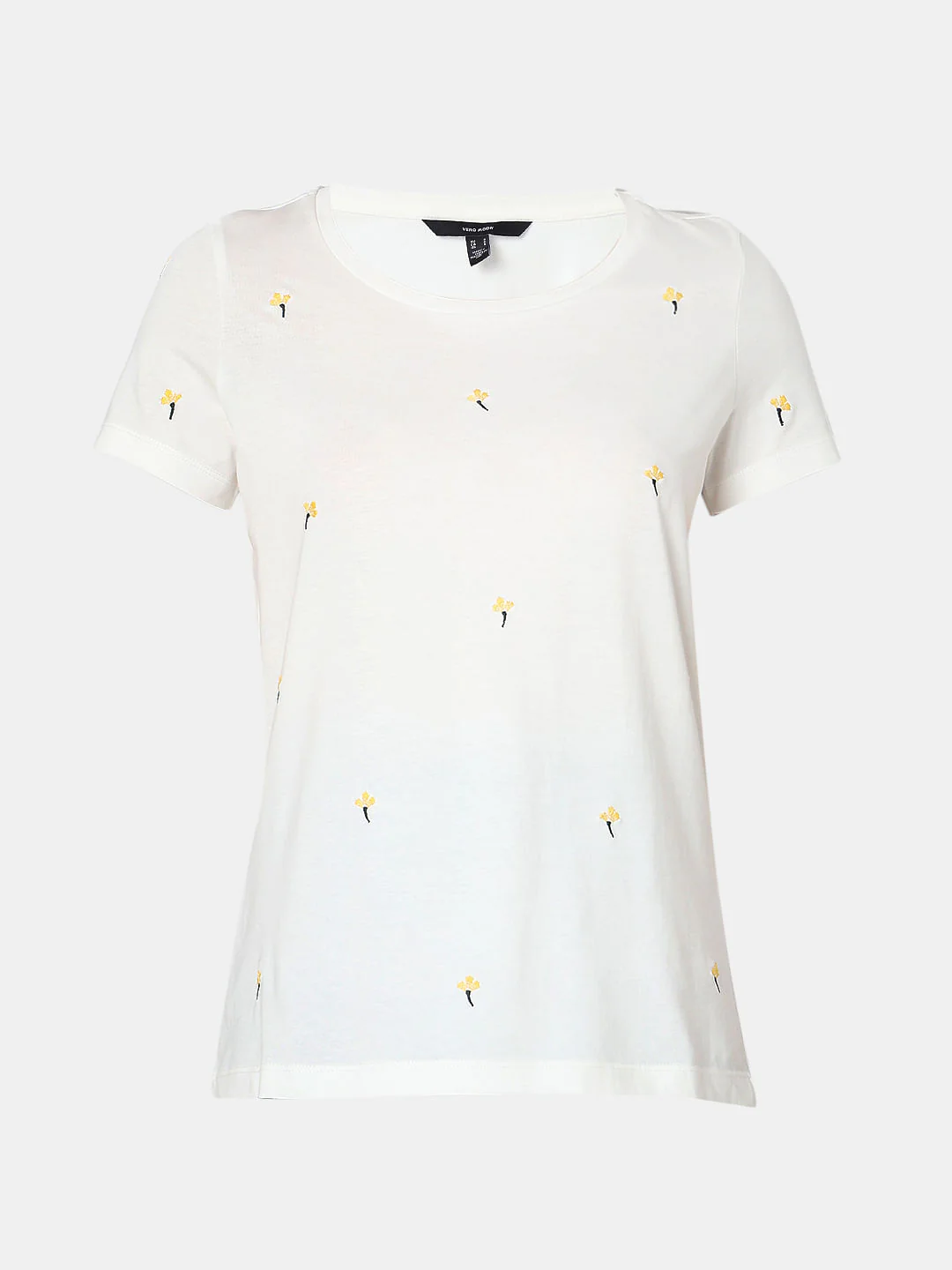 White Embroidered Print T-Shirt - Image 7
