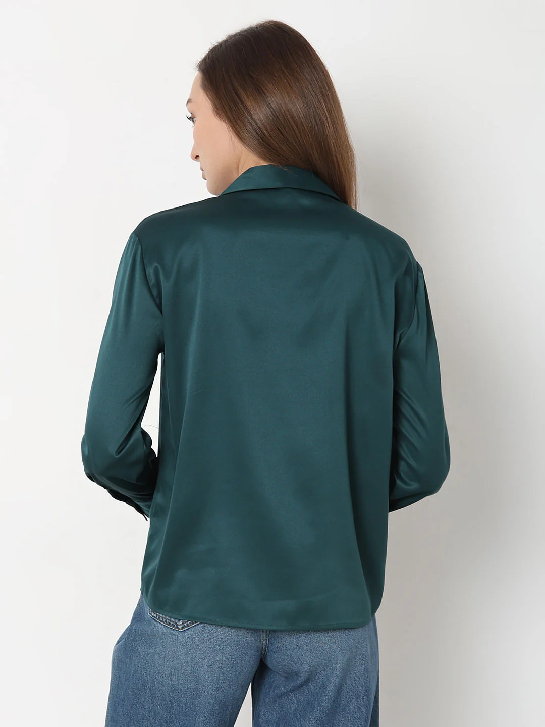 Dark Green Satin Shirt - Image 4
