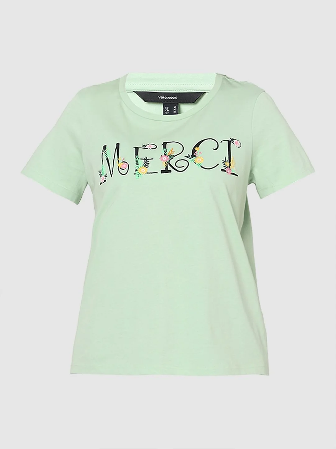 Green Embroidered Text T-Shirt - Image 7