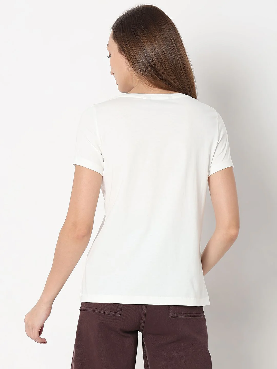 White Embroidered Text T-Shirt - Image 4