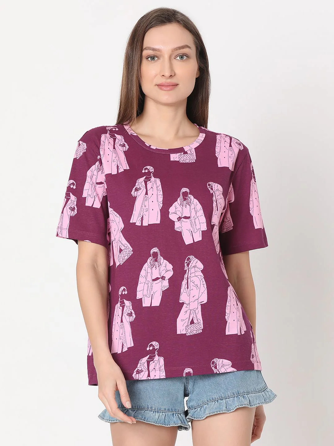 Purple Illustration Print T-Shirt - Image 2