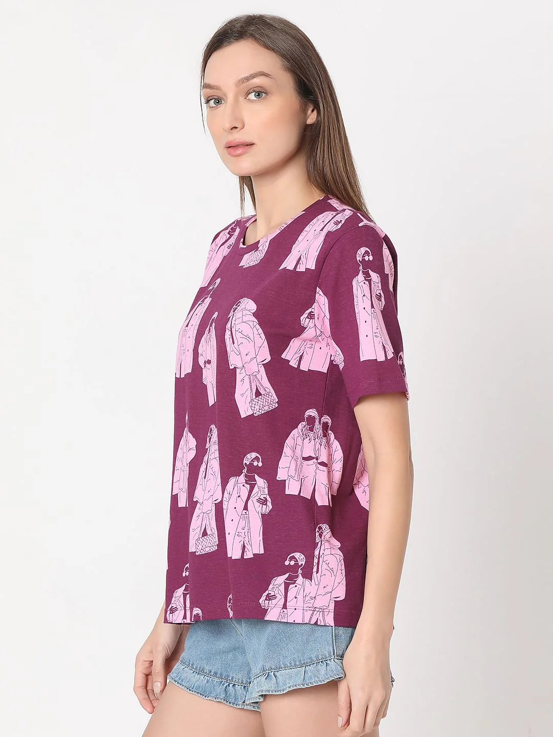 Purple Illustration Print T-Shirt - Image 3