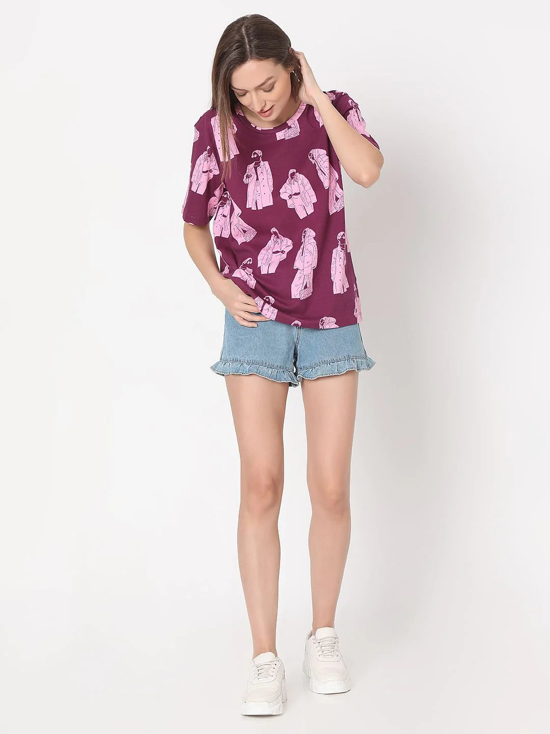Purple Illustration Print T-Shirt - Image 5