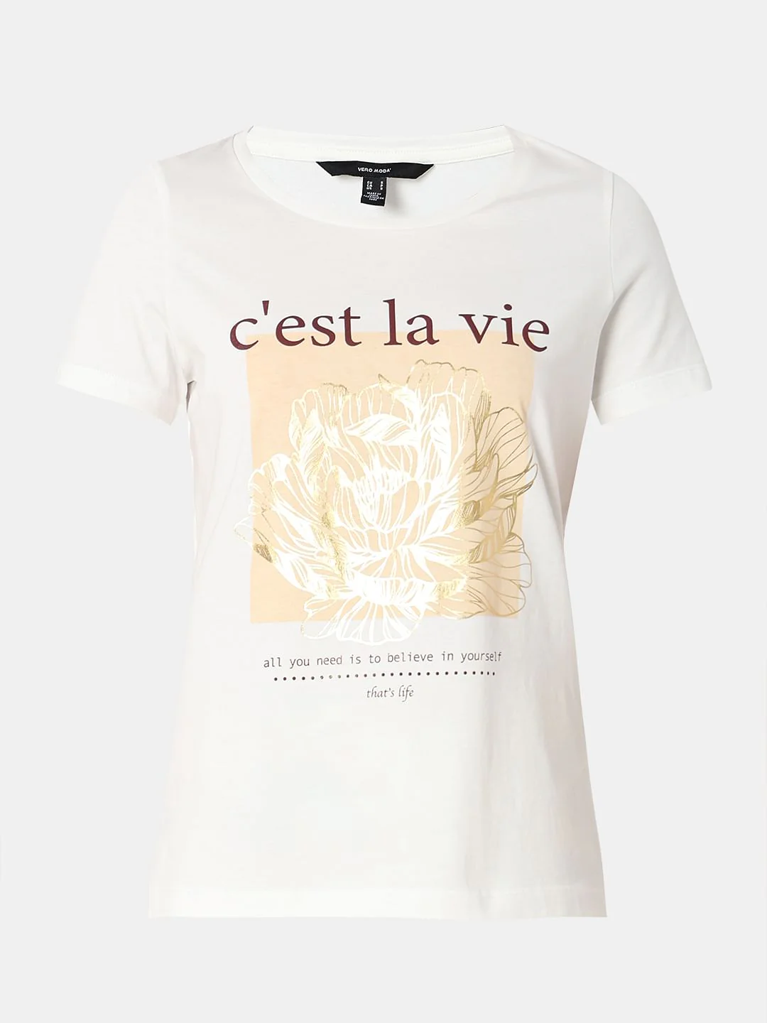 White Foil Floral Print T-Shirt - Image 7
