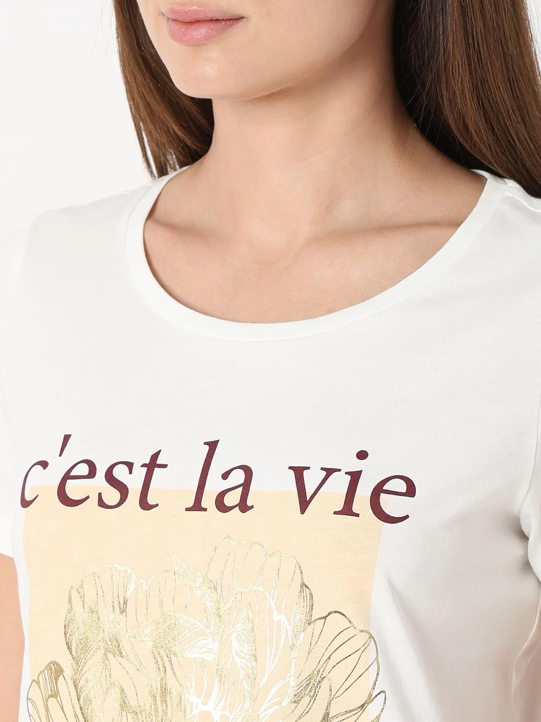 White Foil Floral Print T-Shirt - Image 8