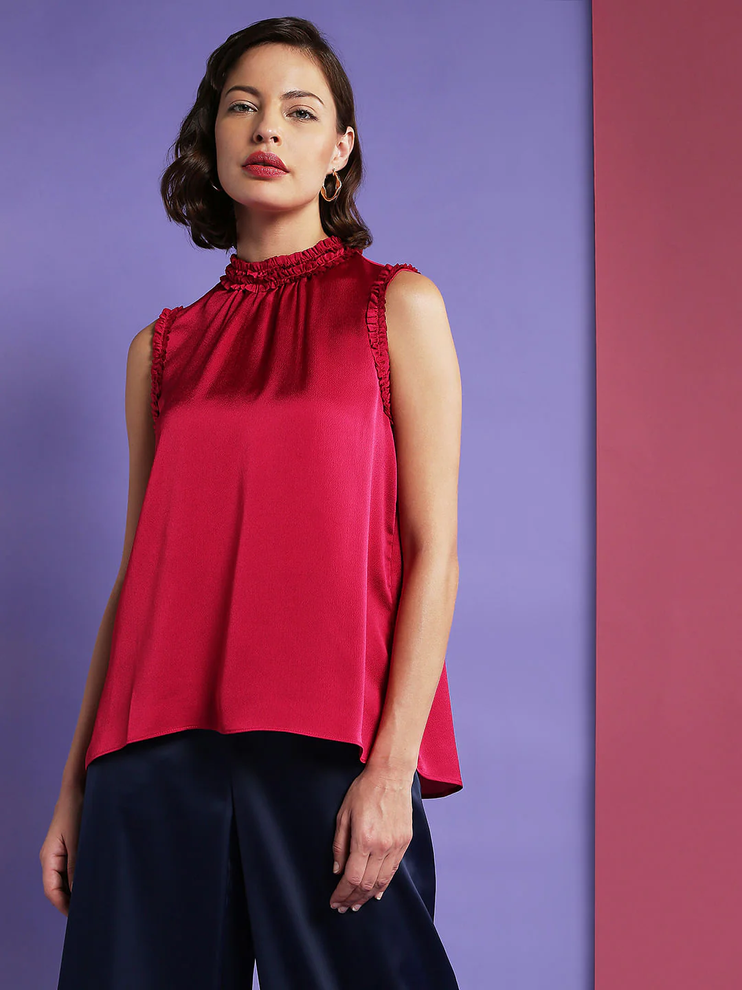 Marquee Red Ruffle Detail Top - Image 2