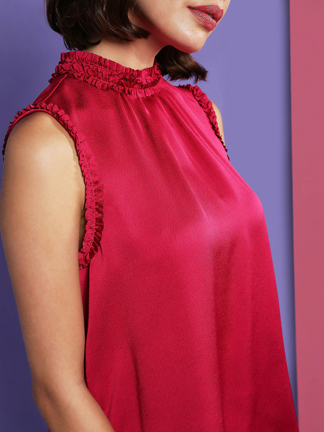 Marquee Red Ruffle Detail Top - Image 6