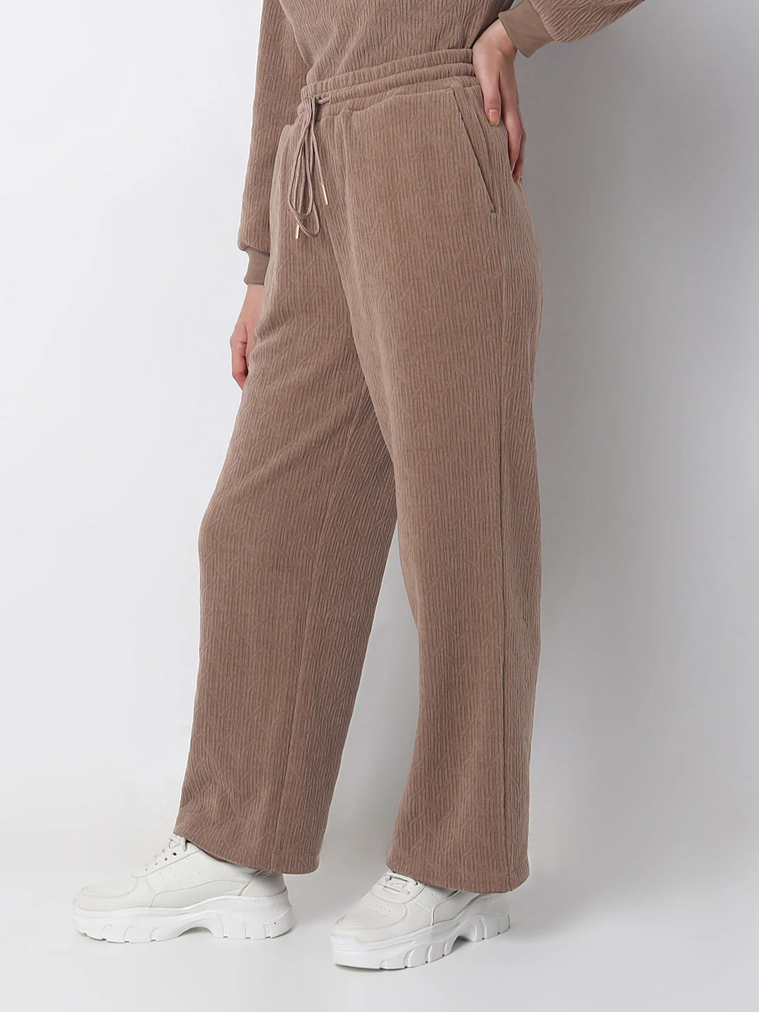 Brown Corduroy Co-Ord Set Sweatpants - Image 3