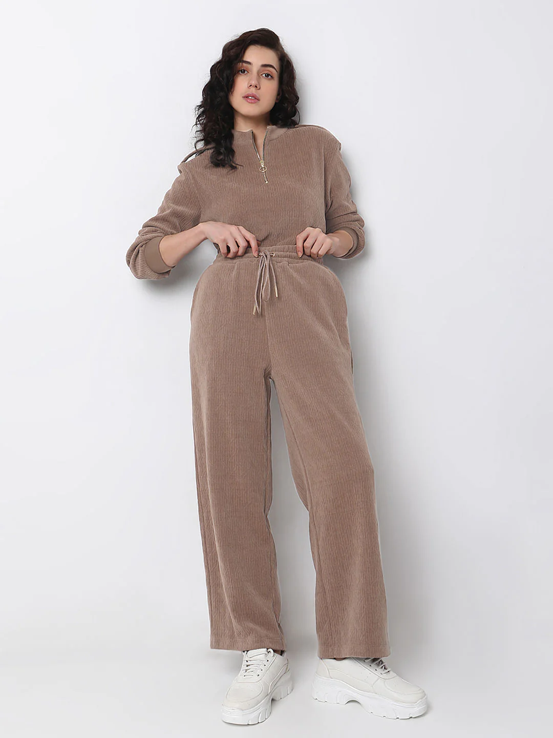 Brown Corduroy Co-Ord Set Sweatpants - Image 5