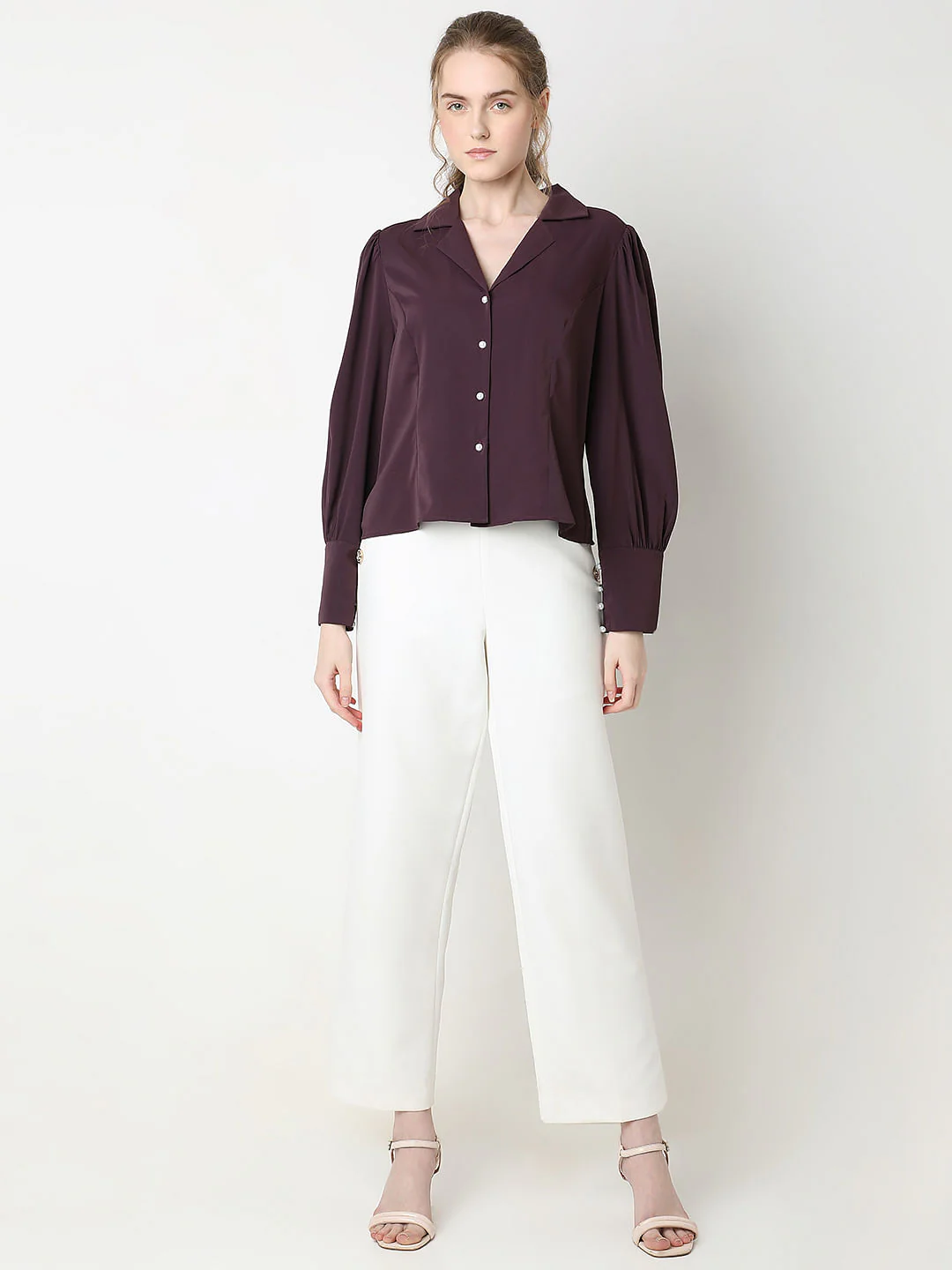 Plum Cuffed Sleeves Shirt - Image 5