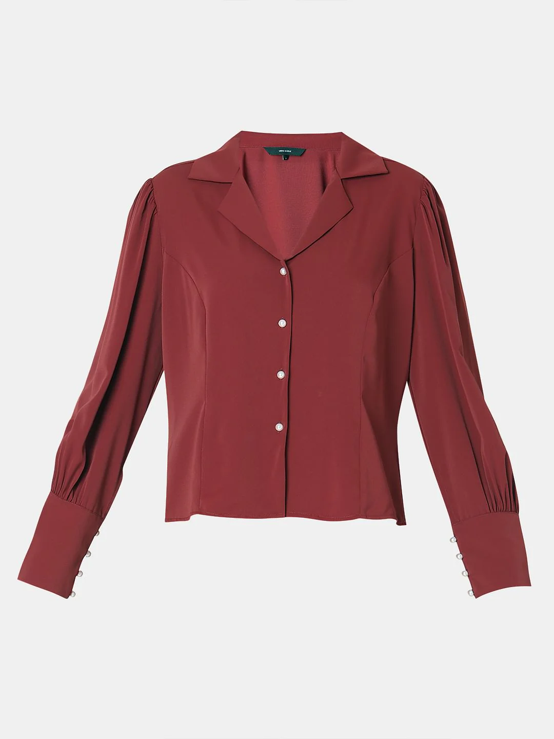 Brick Red Cuffed Sleeves Shirt - Image 7