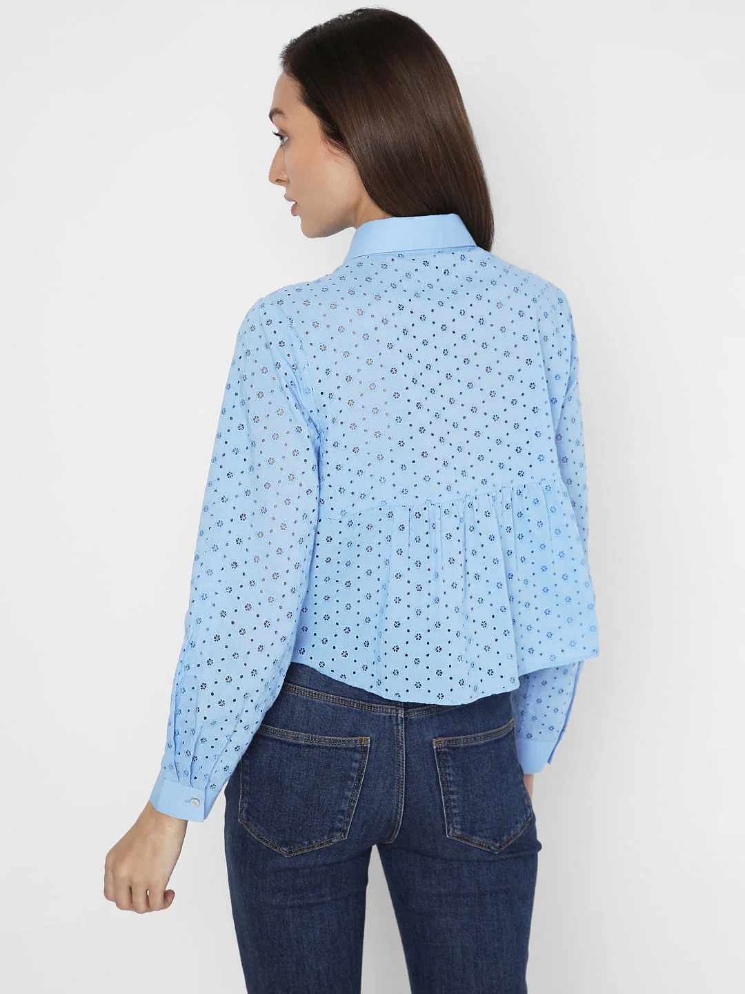 Blue Schiffli Cotton Shirt - Image 4