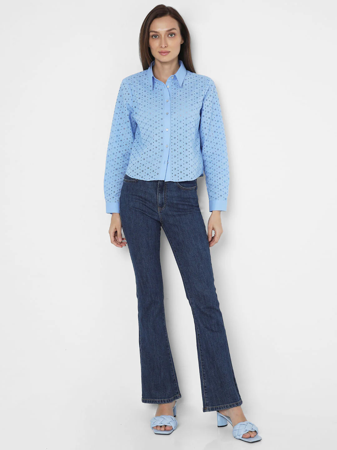 Blue Schiffli Cotton Shirt - Image 5