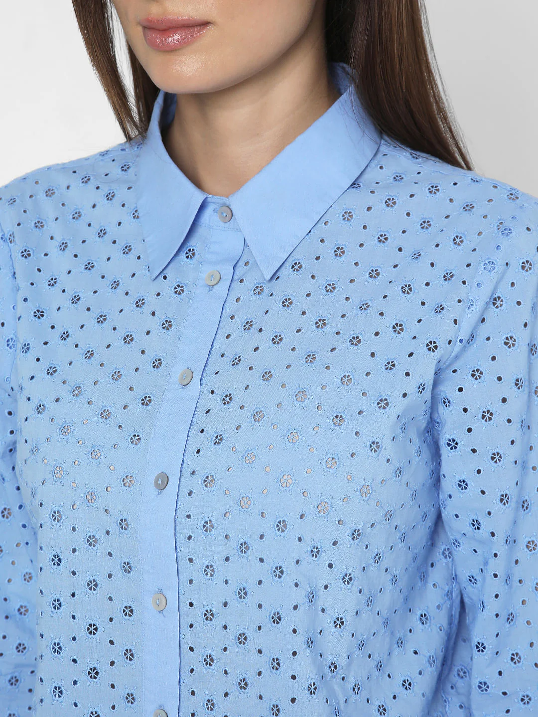 Blue Schiffli Cotton Shirt - Image 8