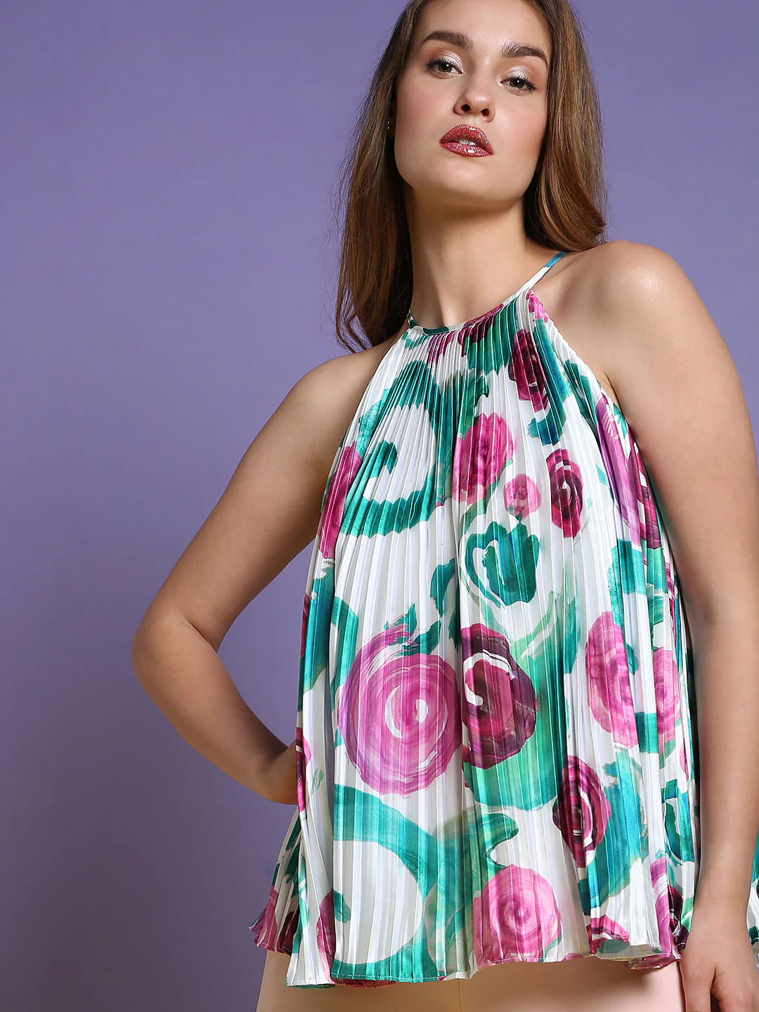 Marquee White Floral Pleated Top - Image 6