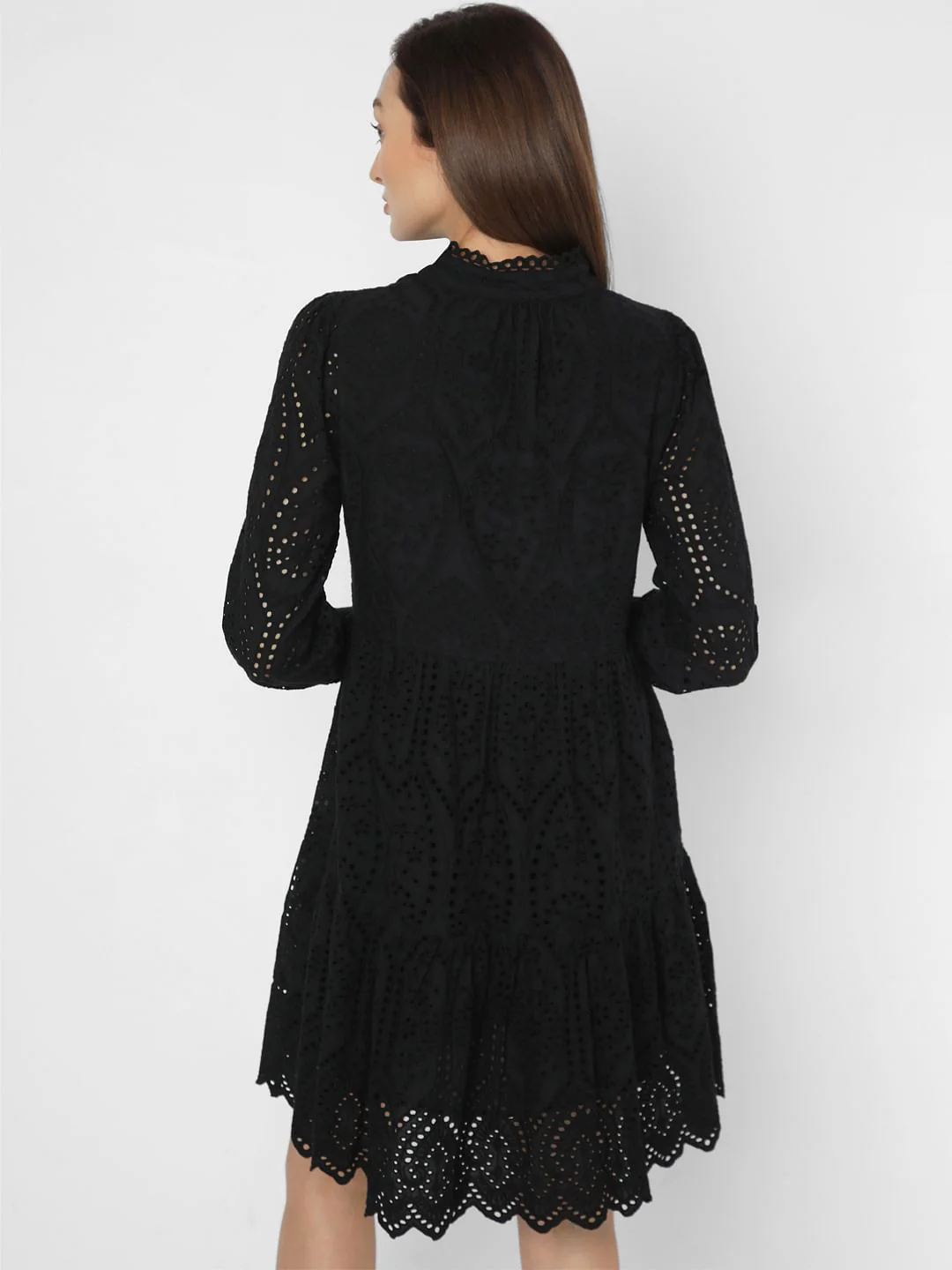 Black Schiffli Fit & Flare Dress - Image 4